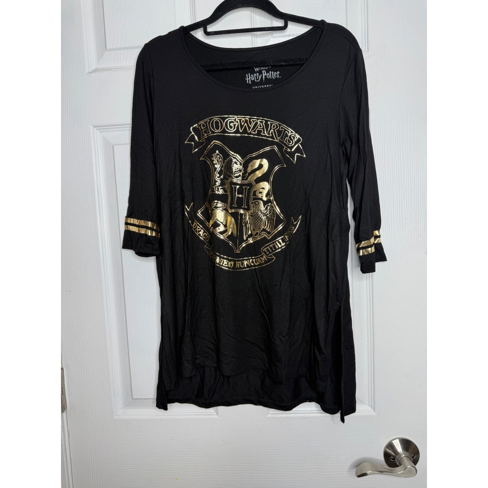 Wizarding World of Harry Potter Universival Studios Hogwarts Shirt Gold Black M